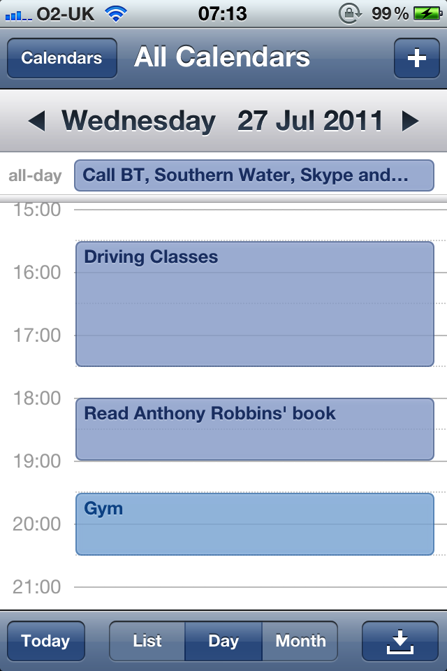 The Calendar app on an iOS device