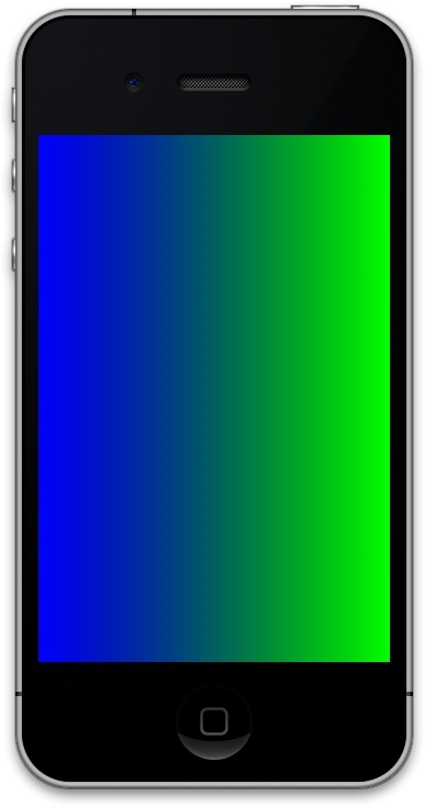 An axial gradient starting from the color blue and ending in the color green