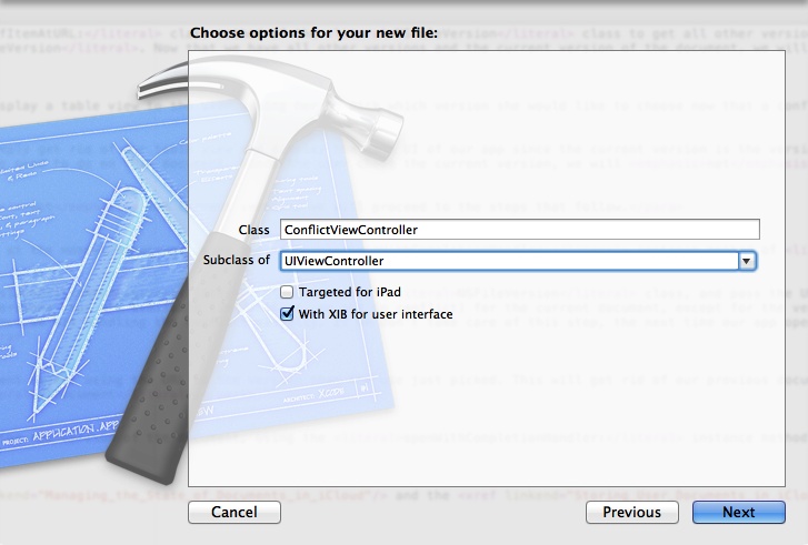 Specifying a name for the conflict resolution view controller