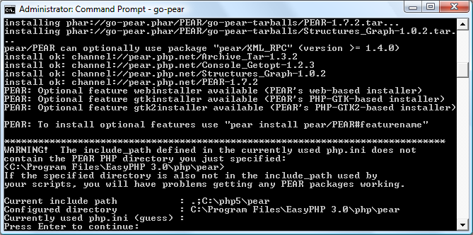 Installing PEAR on Windows