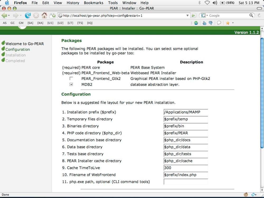 Installing Pear and MDB2