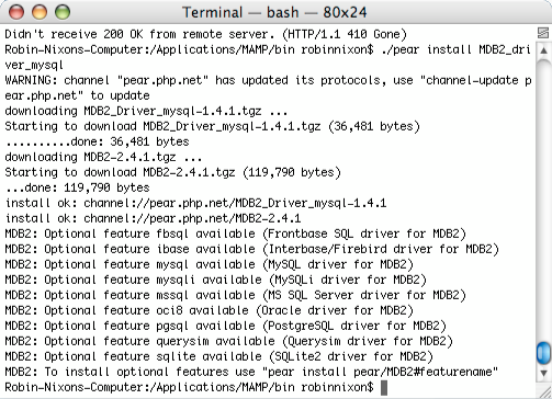 Installing the PEAR MySQL MDB2 driver