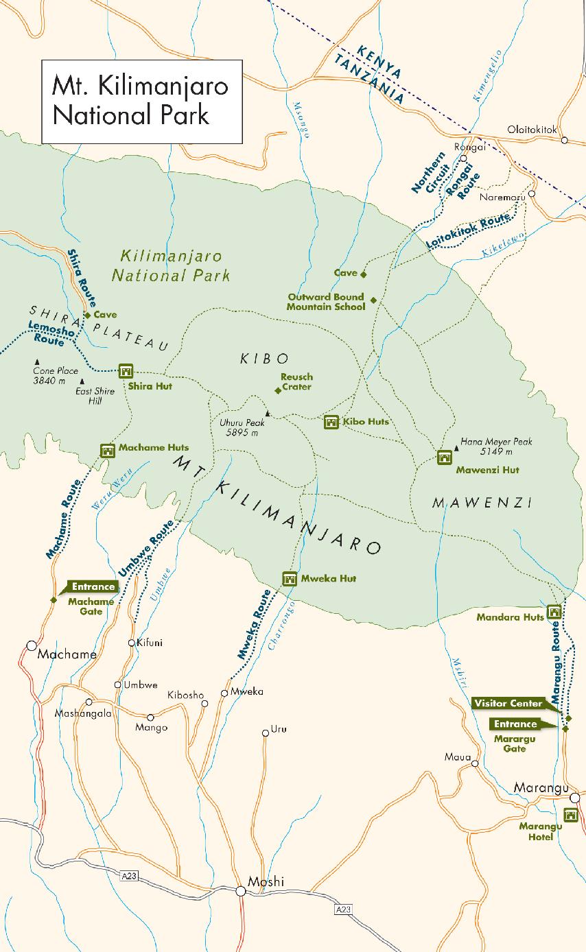 Mt. Kilimanjaro National Park map