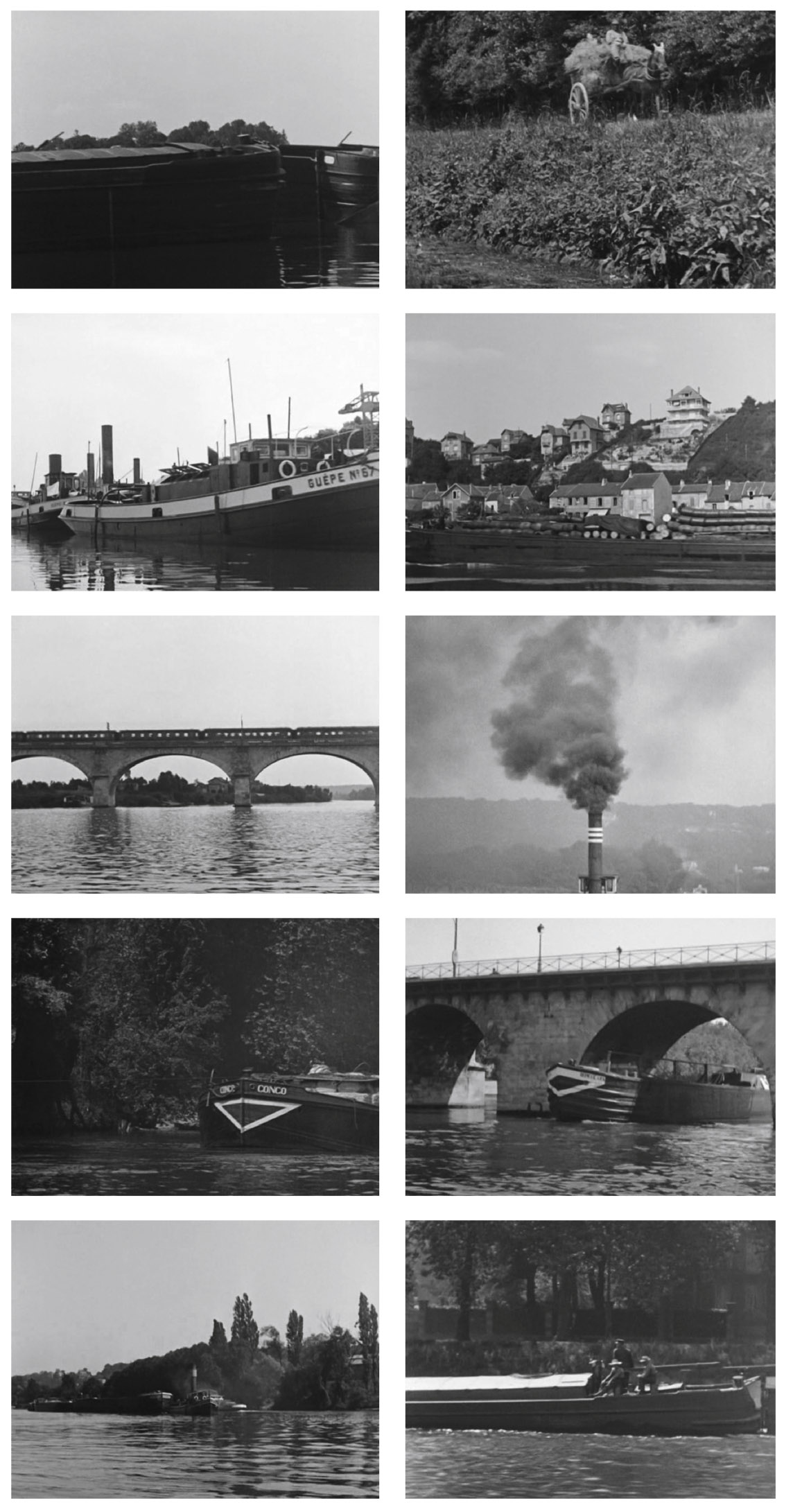  Dix images d’ (André Sauvage, 1928) , toutes en mouvement, lors d’un montage très fluide fondé sur la circulation de l’eau du fleuve et des canaux : photogénie du « réel » documentaire.