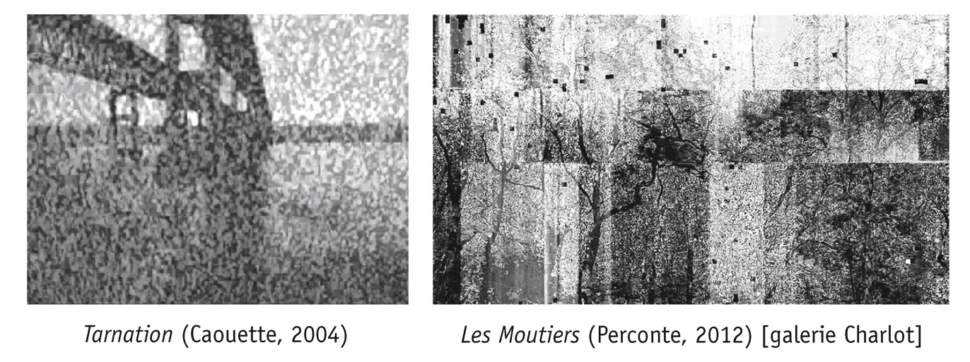 • En vidéo (ou en numérique), la structure de l’image apparaît encore différemment, soit sous forme de granulation semblable à celle de l’argentique, soit sous forme de  .