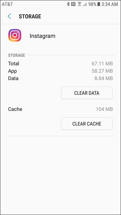 Screenshot of the storage space on an Android device.