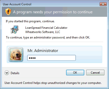 Screenshot for User Account Control dialog box.