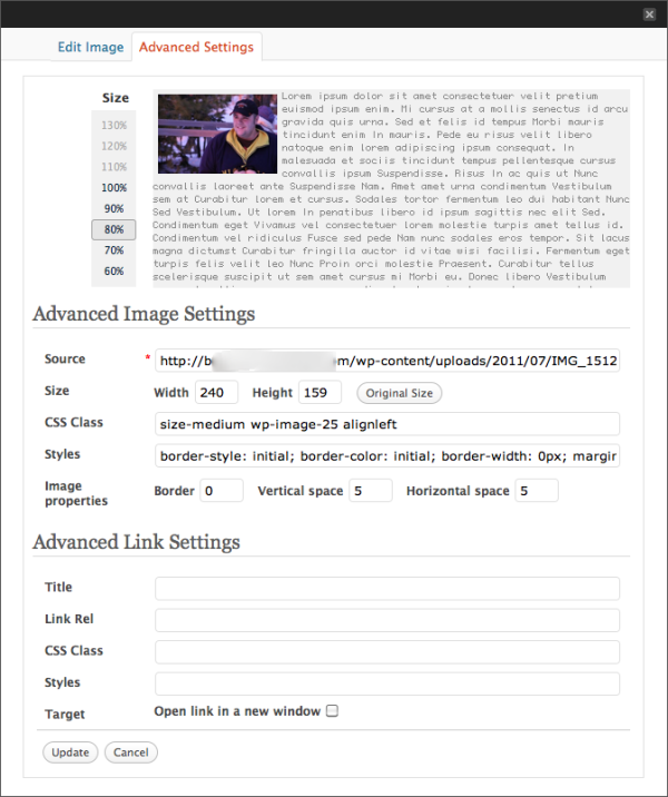 Advanced image settings images modifying