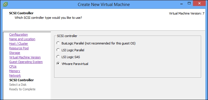 PVSCSI for a new VM