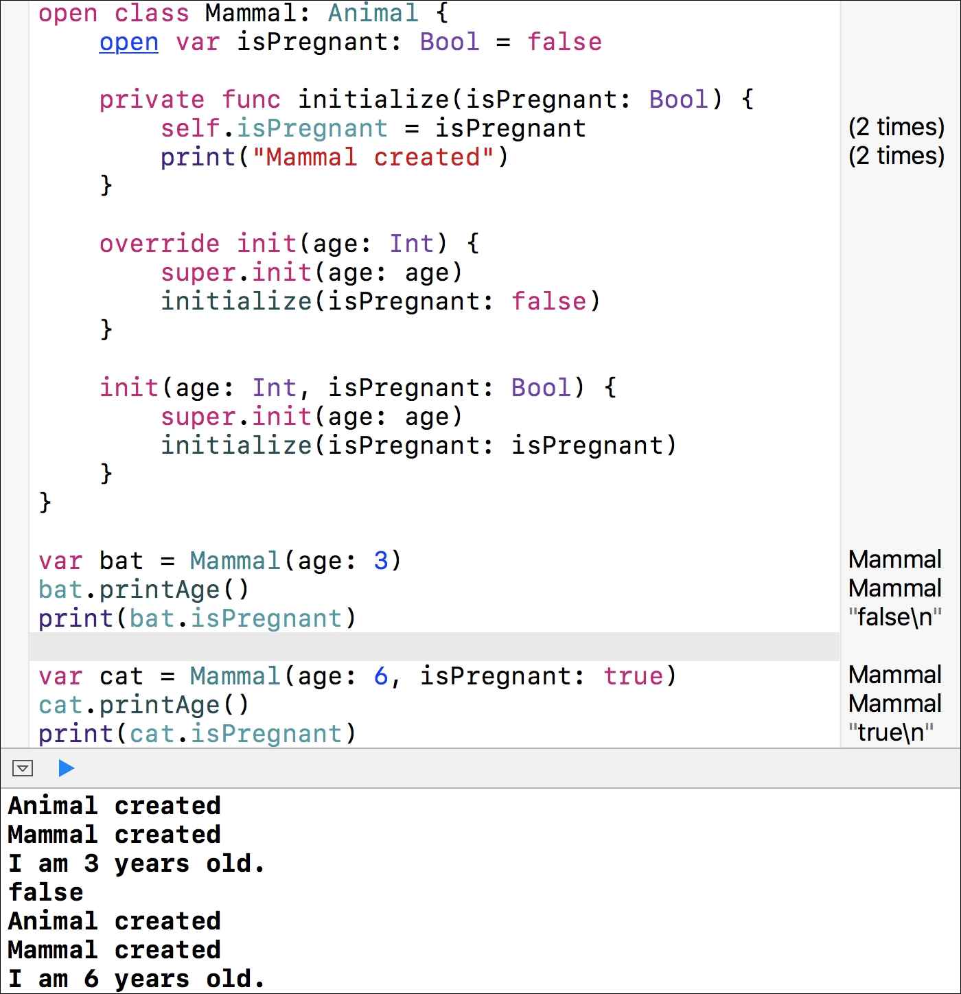 Declaring classes that inherit from another class