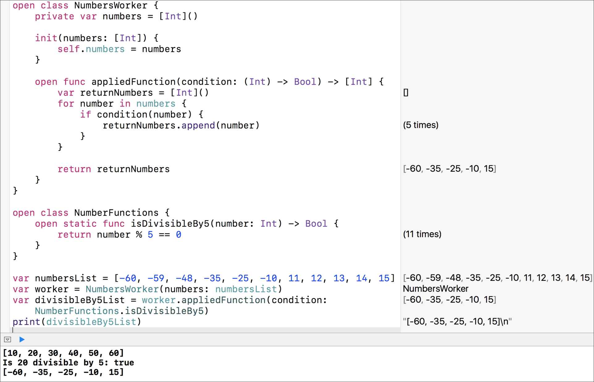 Working with function types within classes