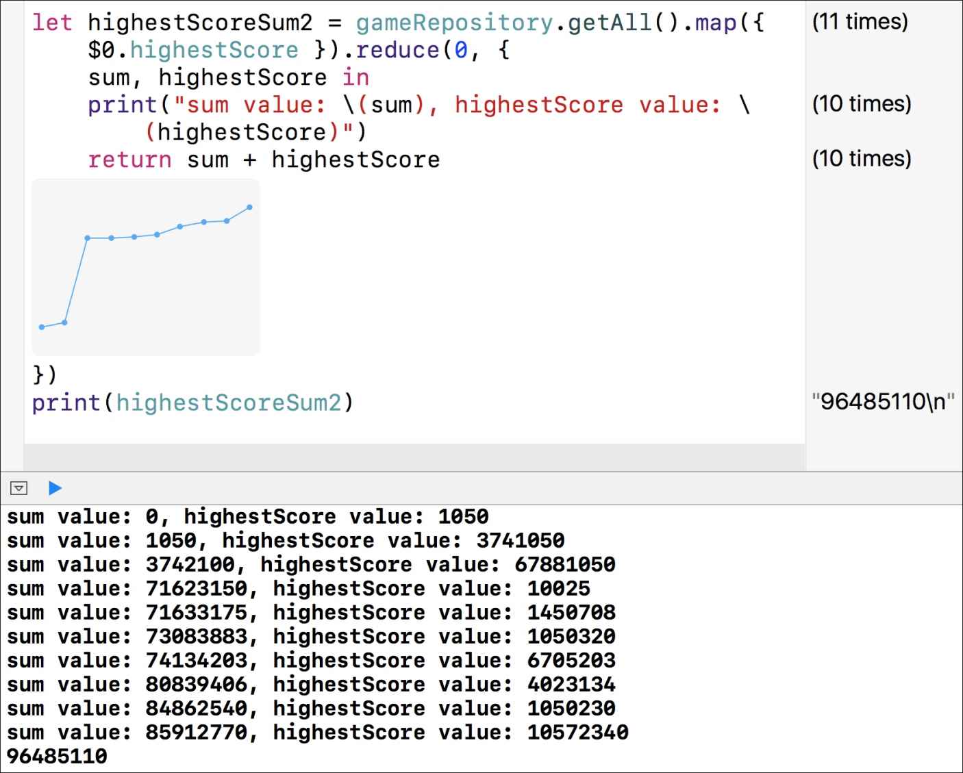 Combining map with reduce