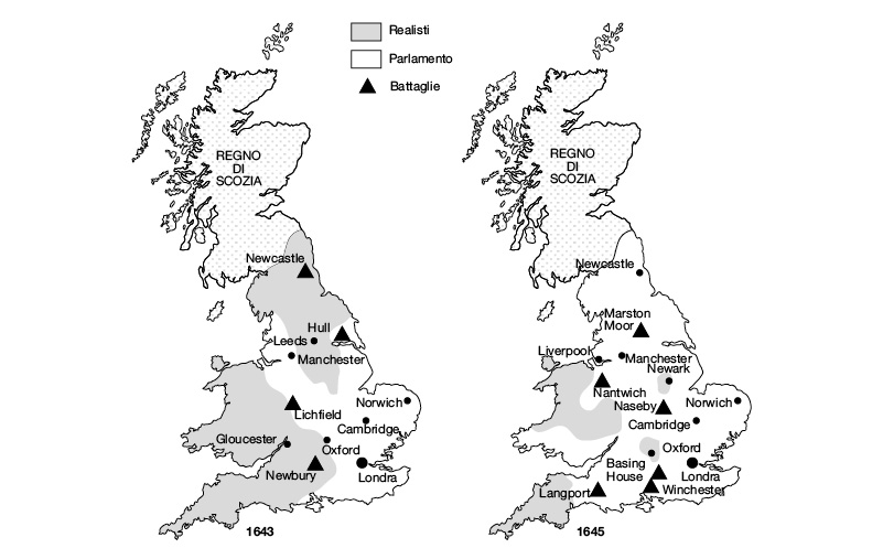 L’Inghilterra alla fine del 1643 e del 1645.