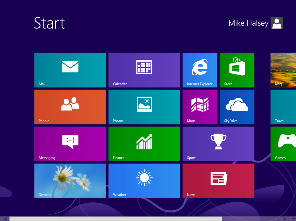 The Windows 8 Start screen