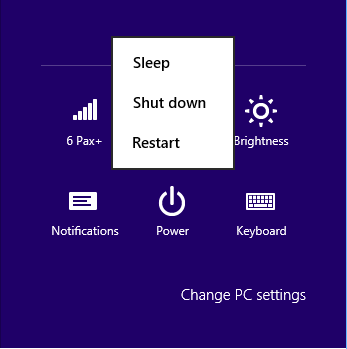 Restarting and shutting down Windows 8