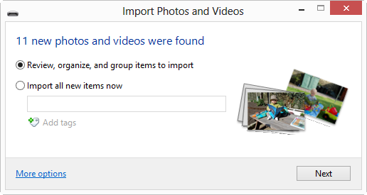 The Photo and Video Import Wizard (Windows Photo Gallery)