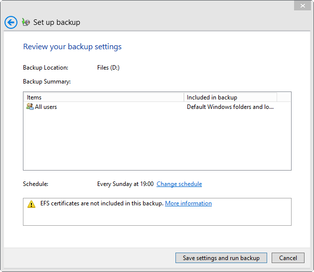 Reviewing your backup settings