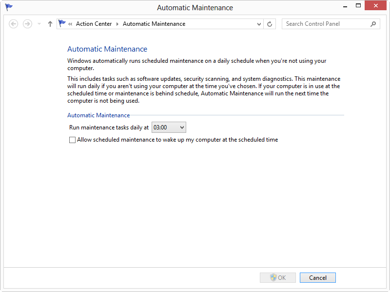 Changing the Automatic Maintenance Settings