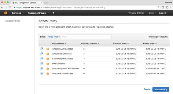 Add several Managed IAM Policies to your new IAM user