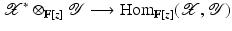 
$$\displaystyle{\mathcal{X}^{{\ast}}\otimes _{ \mathbb{F}[z]}\mathcal{Y}\longrightarrow \mathrm{Hom}_{\mathbb{F}[z]}(\mathcal{X},\mathcal{Y})}$$
