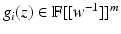 
$$g_{i}(z) \in \mathbb{F}[[w^{-1}]]^{m}$$
