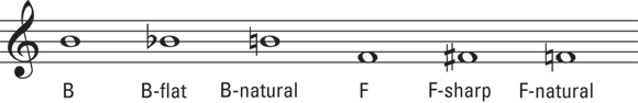 Schematic illustration of notating accidentals.