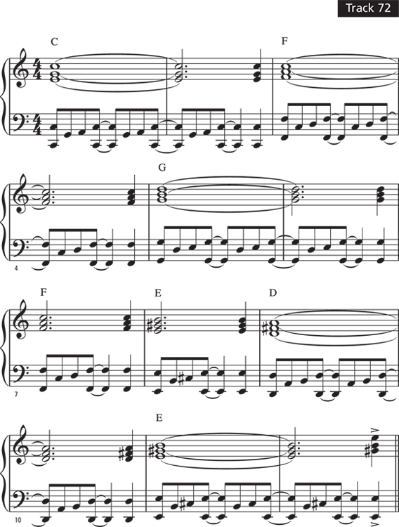 Schematic illustration of a driving left-hand pattern with the octave, fifth, and sixth intervals in Rockin’ Intervals.