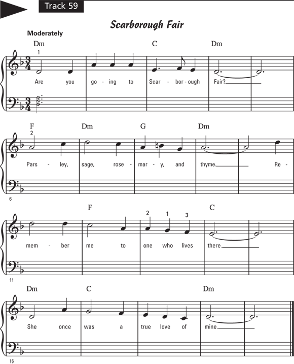 Schematic illustration of the play notes for track 59.