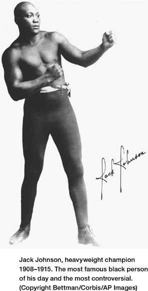 Jack Johnson, heavyweight champion 1908–1915. The most famous black person of his day and the most controversial. (Copyright Bettman/Corbis/AP Images)