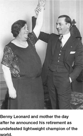 Benny Leonard and mother the day after he announced his retirement as undefeated lightweight champion of the world.