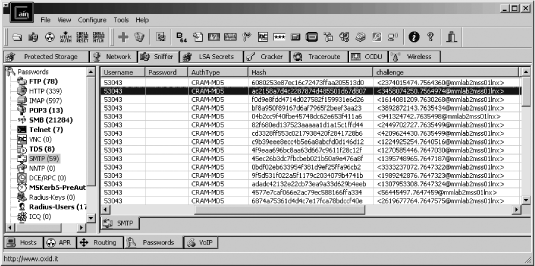 Captured challenges and CRAM-MD5 hashes from Avaya Modular Messaging server