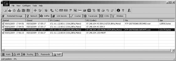 Captured VoIP communication via RTP packets