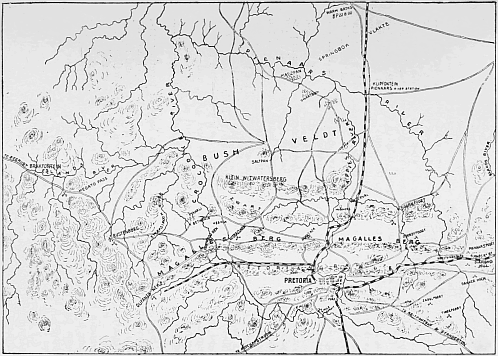 The Battlefields of Pretoria. (From a personal survey). Scale 17 miles to an inch.