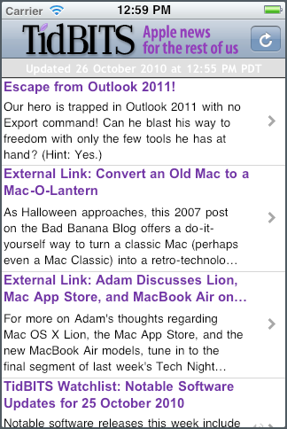 The TidBITS News app