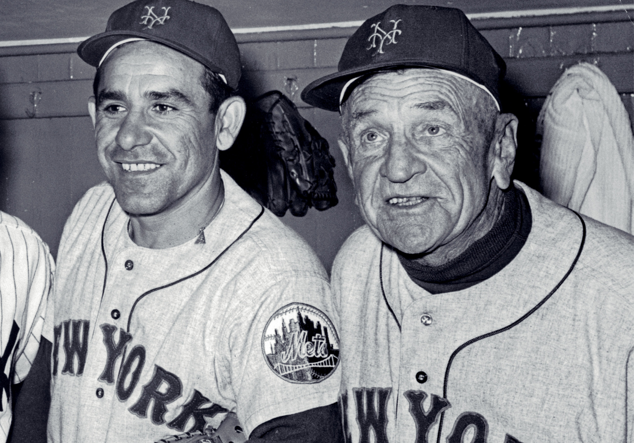 At Yankee Stadium...New York Yankees Johnny Keane, New York Mets Yogi Berra and Casey Stengel, 1965