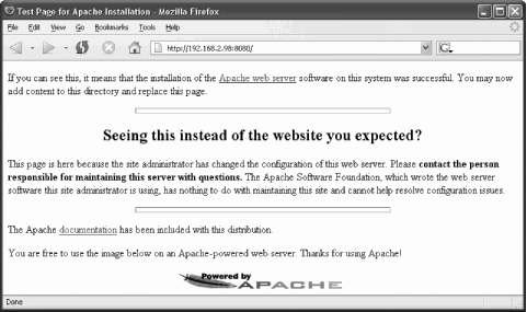 Apache post-installation welcome page