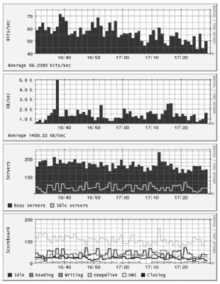 Graphs representing web server activity