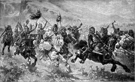 THE INVASION OF THE ROMAN EMPIRE BY THE HUNS "We see the barbarian peoples of the North sweeping down upon the empire, breaking it up, and establishing within its boundaries the various kingdoms that are to this day represented by the kingdoms of Western Europe."—Page 127.