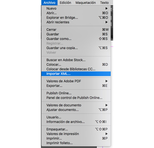 Ubicación de Archivo > Importar XML….