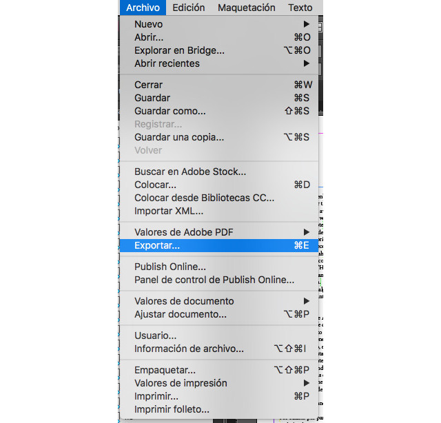 Ubicación de Archivo > Exportar….
