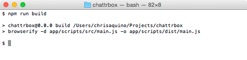 Running Browserify via npm run build