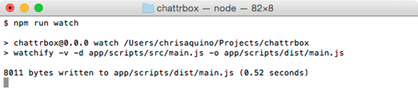 Running Watchify via npm run watch