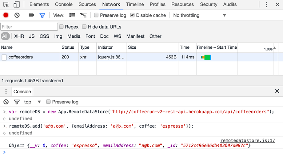 Ajax request in network panel