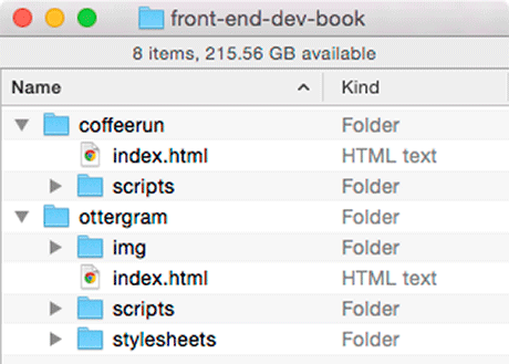 Creating files and folders for CoffeeRun