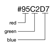 HEX values correspond to red, green, and blue values