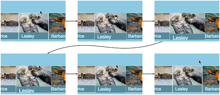 Transition occurs when hovering, reverses on mouse out