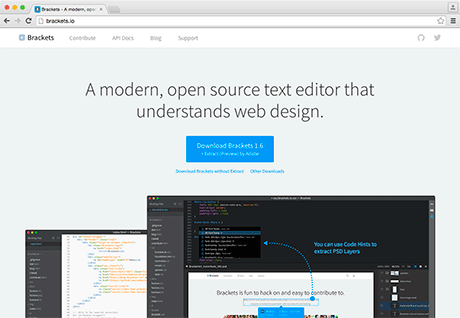 The Adobe Brackets website