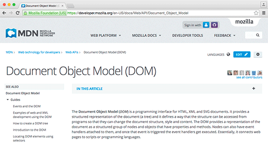 The Mozilla Developer Network website