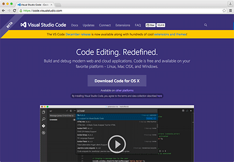The Visual Studio Code website