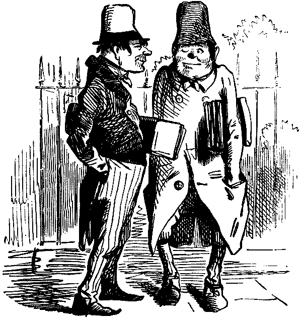 Two news sellers talking.